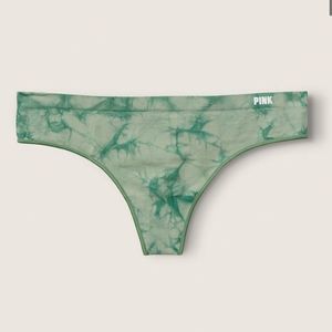 Victoria’s Secret PINK SEAMLESS THONG size M Green Garden Tie Dye